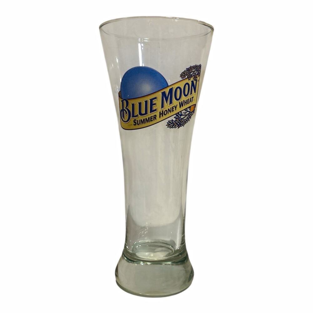 Blue Moon Brewing Co Summer Honey Wheat Pilsner Beer Glass Breweriana Theme